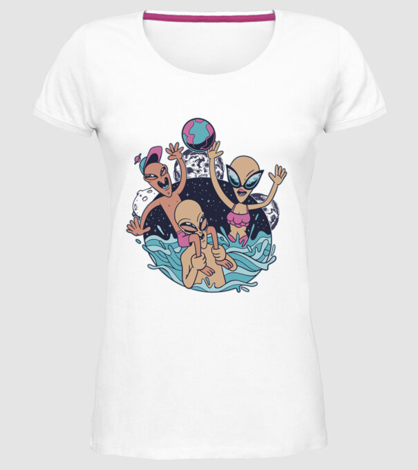 Alien Familie ștrand model alb pe tricou