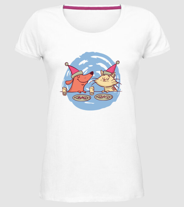 Petrecere de Crăciun animale model alb pe tricou