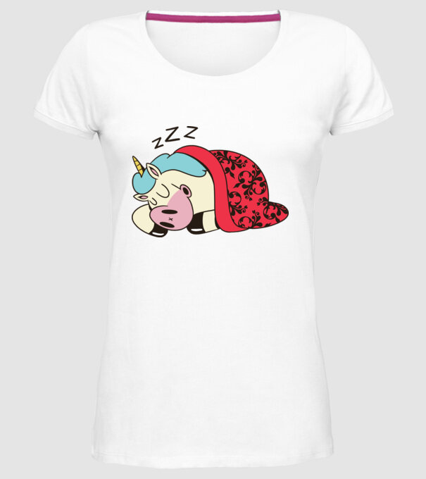 Unicorn adormit model alb pe tricou
