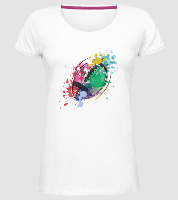 Fotbal american Acuarelă model alb pe tricou