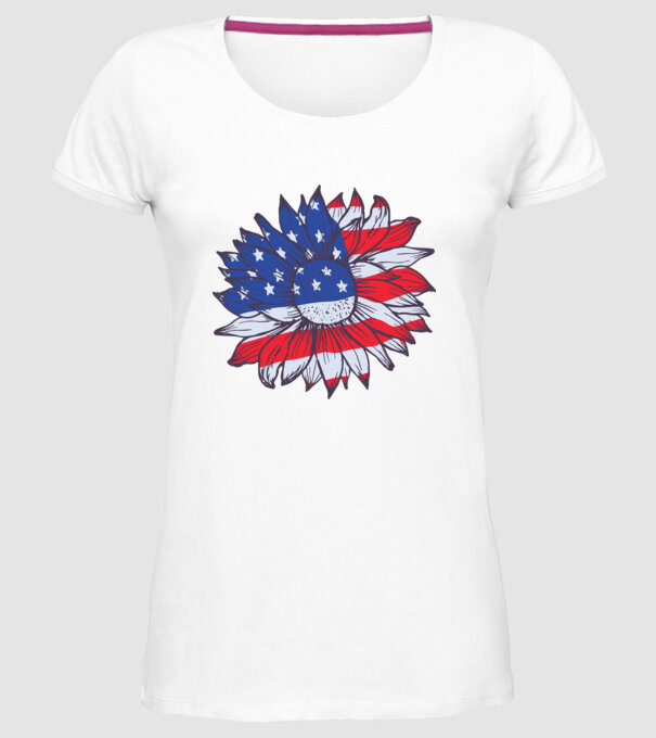 Floarea-soarelui americană Usa Sunflower model alb pe tricou