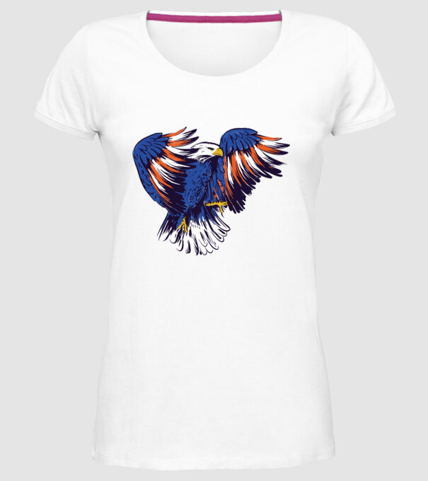 Vultur American model alb pe tricou