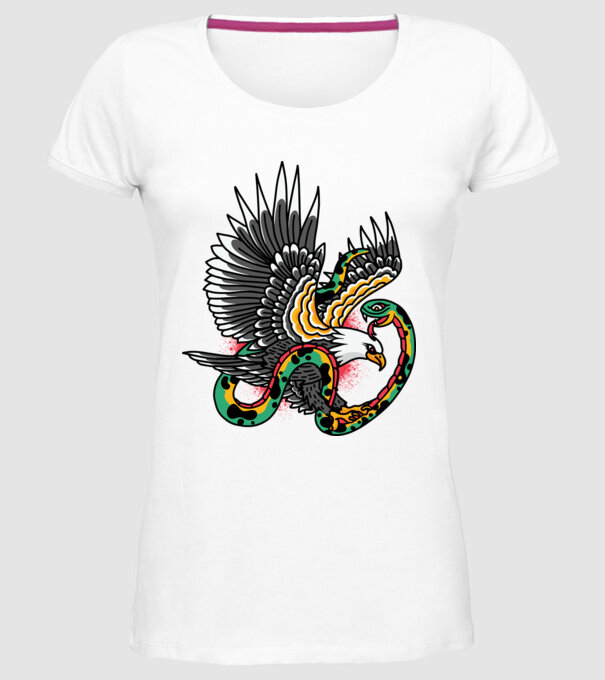 Vultur American model alb pe tricou