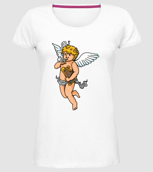 Înger cu Țigaretă model alb pe tricou
