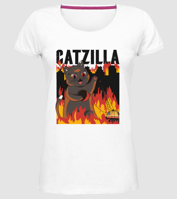 Anime Catzilla model alb pe tricou