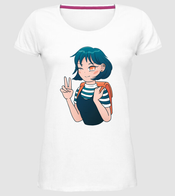 Anime fată model alb pe tricou