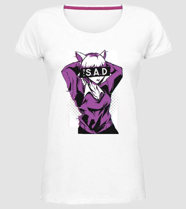 Anime fată tristă model alb pe tricou