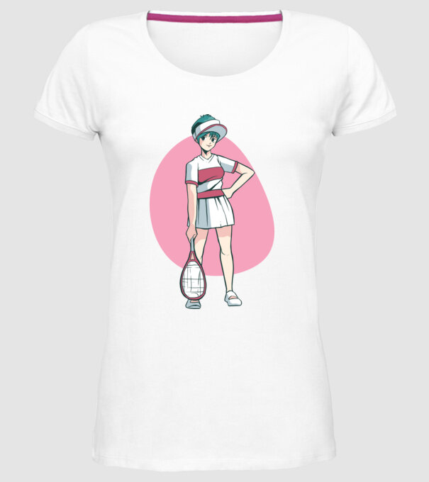 Anime Jucător de tenis fată model alb pe tricou