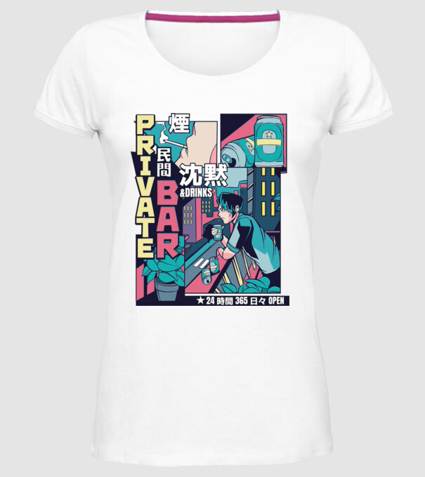 Anime Vaporwave benzi desenate model alb pe tricou
