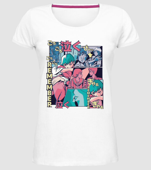 Anime Vaporwave benzi desenate model alb pe tricou