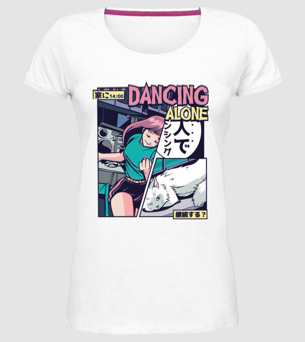 Anime Vaporwave benzi desenate model alb pe tricou