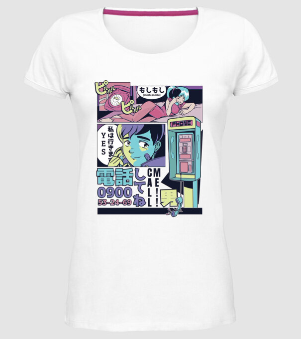 Anime Vaporwave benzi desenate model alb pe tricou