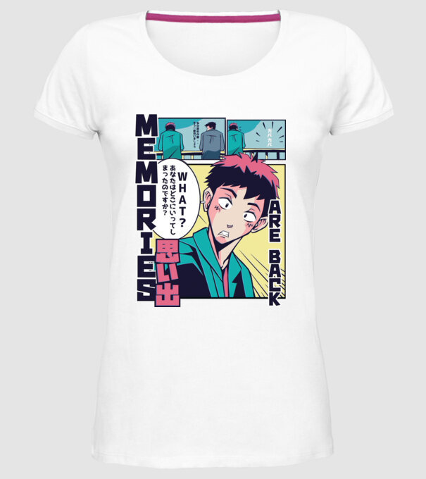 Anime Vaporwave benzi desenate model alb pe tricou
