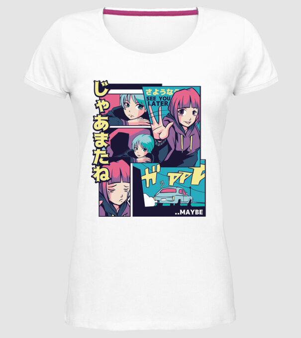 Anime Vaporwave See you Later model alb pe tricou
