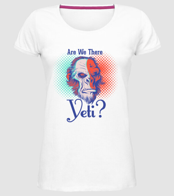 Are we there Yeti model alb pe tricou