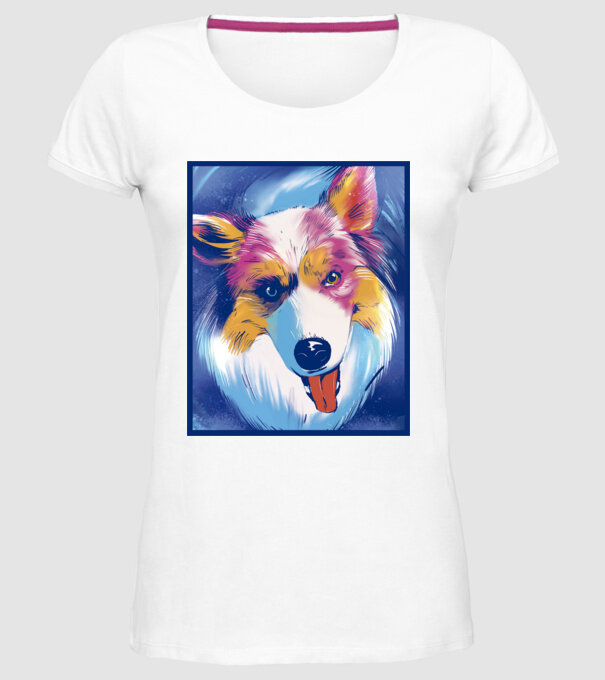 Câine ciobănesc australian model alb pe tricou