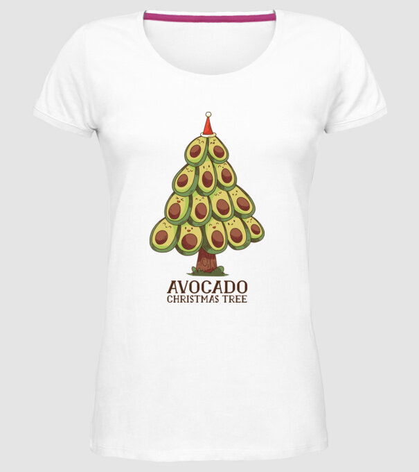 Pom de Crăciun Avocado model alb pe tricou
