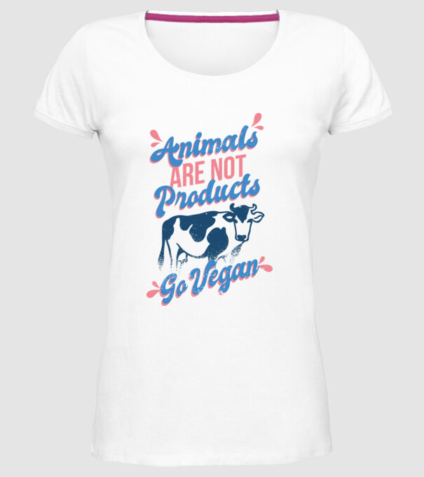 Animalele nu sunt produse, fii vegan tricou model alb pe tricou