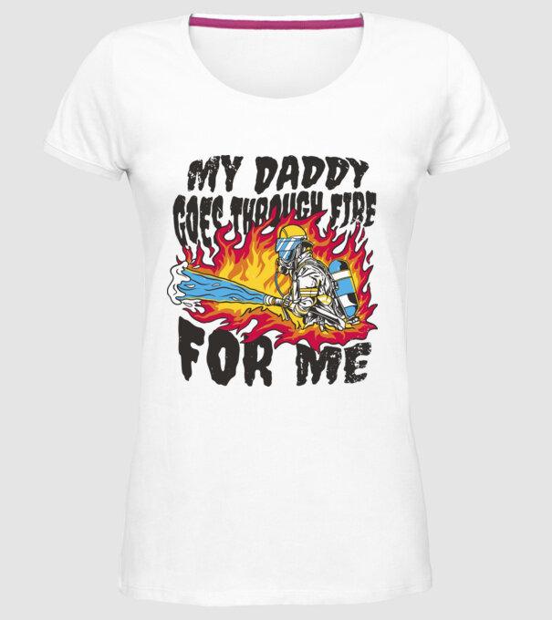 Tatăl meu trece și prin foc pentru mine model alb pe tricou