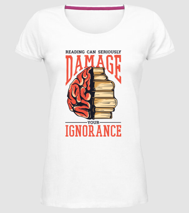 Cititul poate dăuna grav ignoranței tale model alb pe tricou