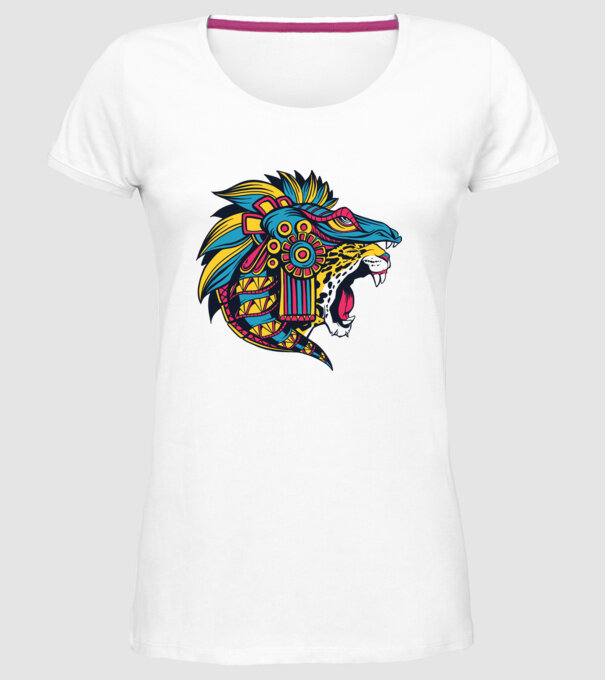 Aztec Jaguar model alb pe tricou