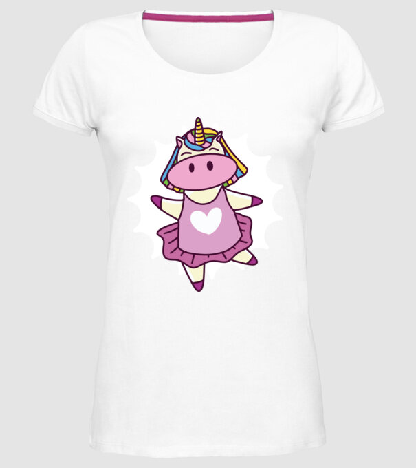 Unicorn dansator de balet model alb pe tricou