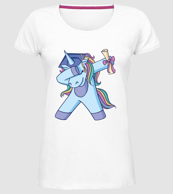 Unicorn Absolvent model alb pe tricou