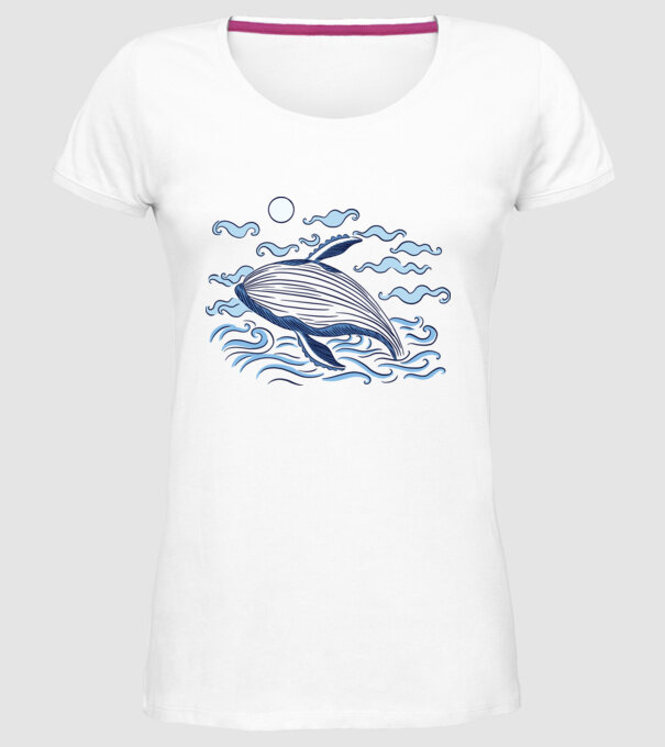 Balenă model alb pe tricou