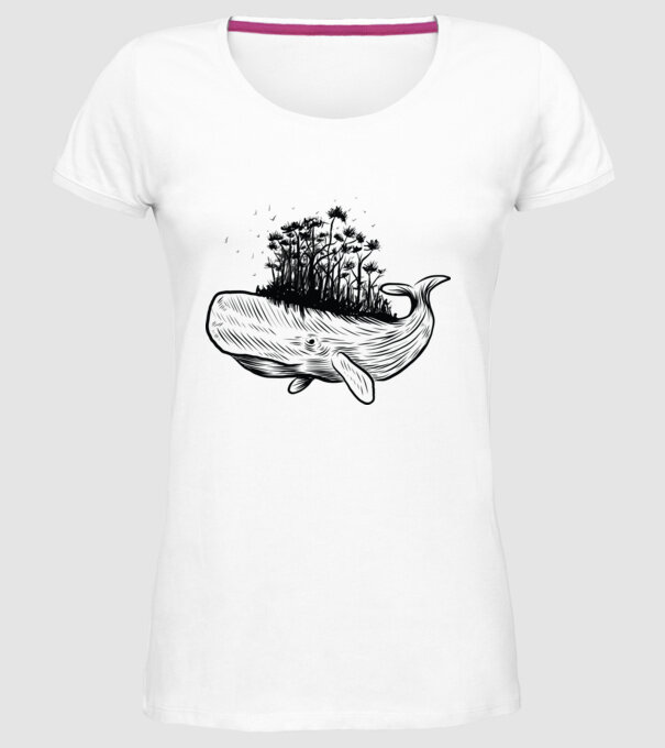 Balenă Natură model alb pe tricou