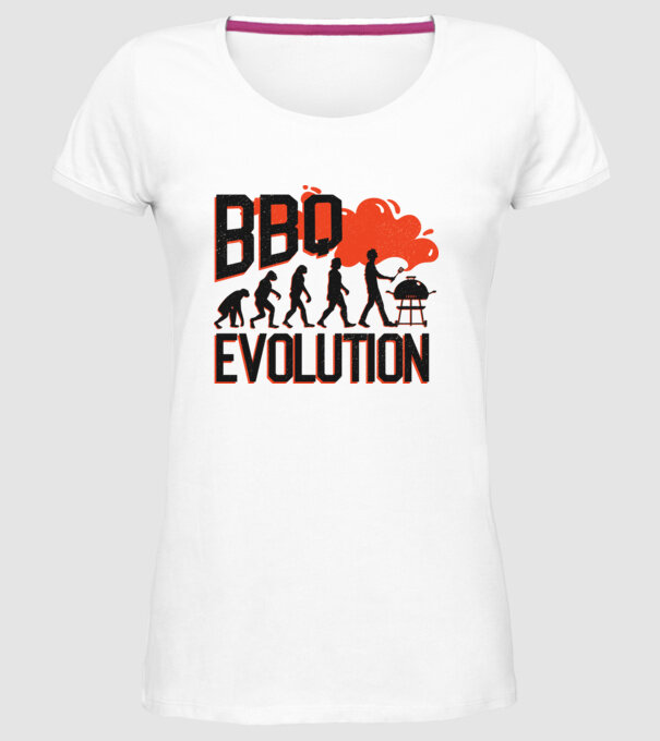 BBQ Evoluție Grătar model alb pe tricou
