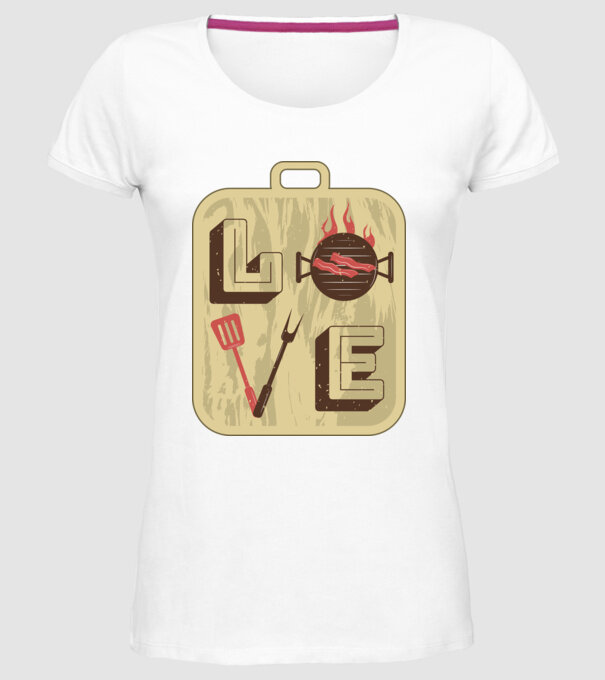 Dragoste BBQ model alb pe tricou
