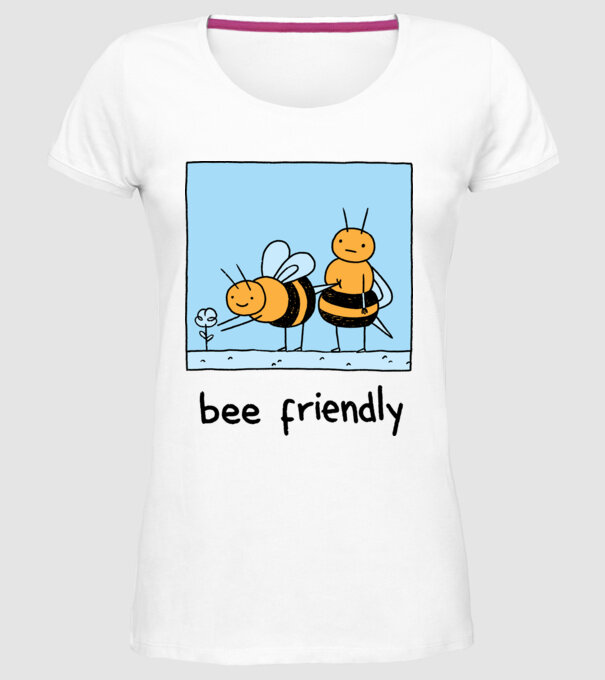 Bee friendly model alb pe tricou