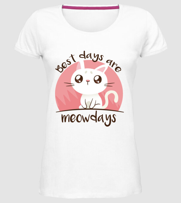 Best days are Meowdays model alb pe tricou