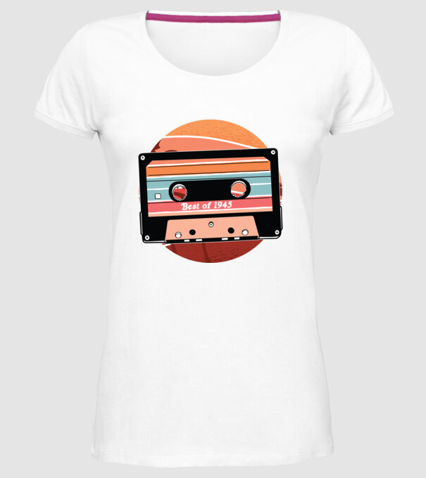 Best of 1945 retro Tape Birthday model alb pe tricou