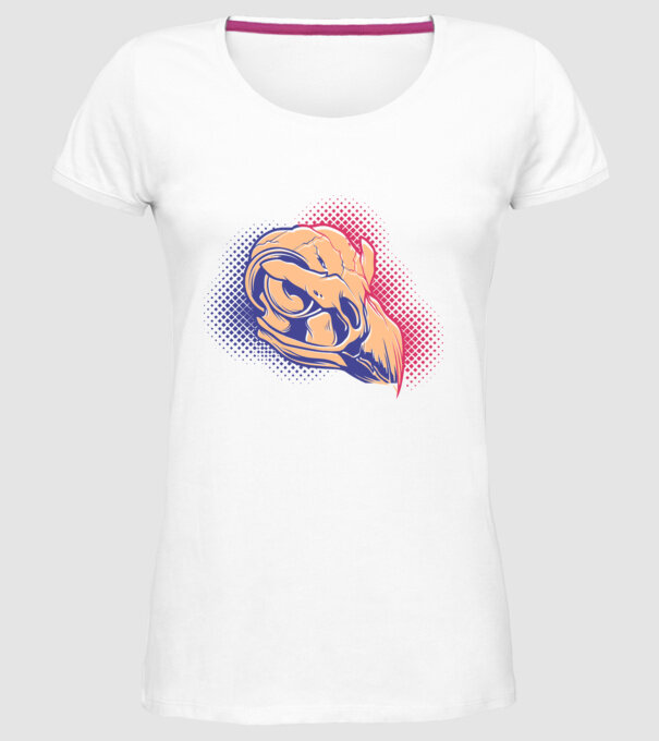 Bird skull model alb pe tricou