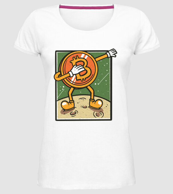 Bitcoin DAB model alb pe tricou