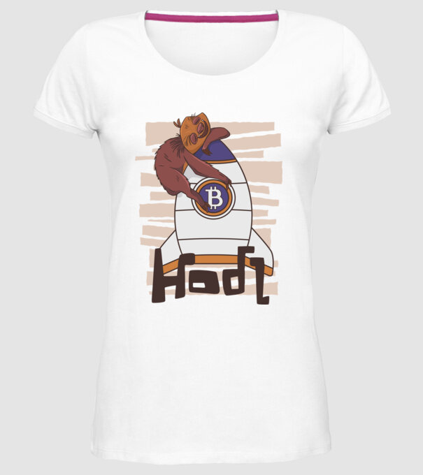 Bitcoin Hodl Leneș model alb pe tricou