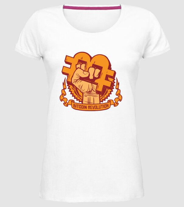 Bitcoin Revolution model alb pe tricou