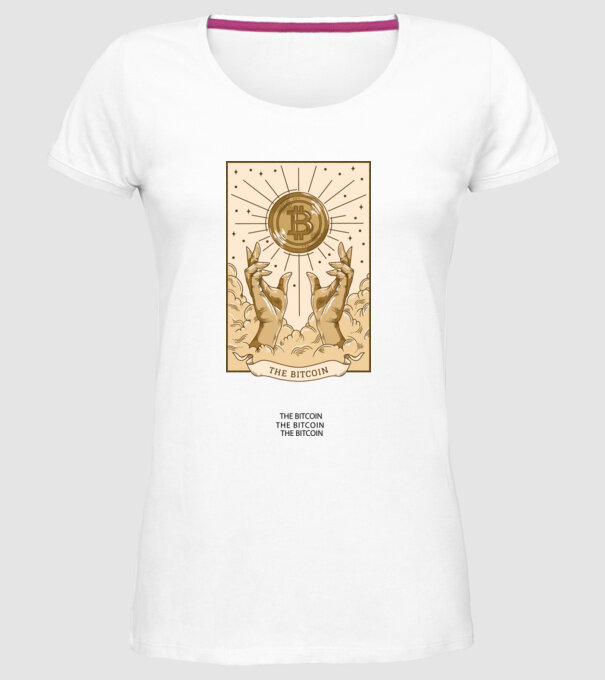 Religie Bitcoin model alb pe tricou
