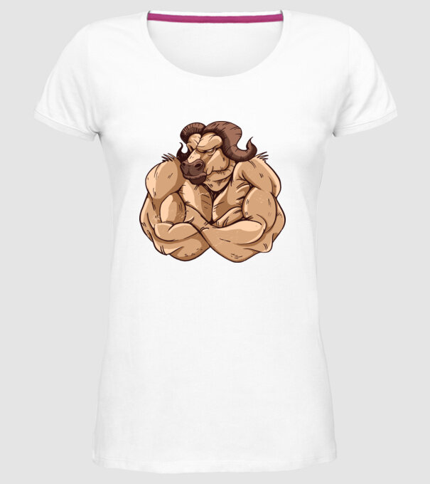 Puternic ca un bivol model alb pe tricou
