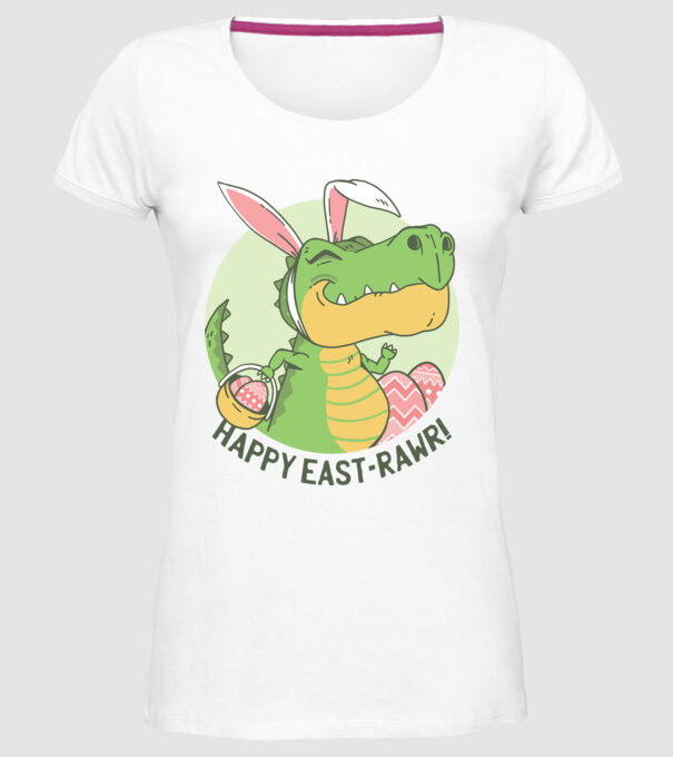 Paște Fericit tricou cu dinozaur model alb pe tricou