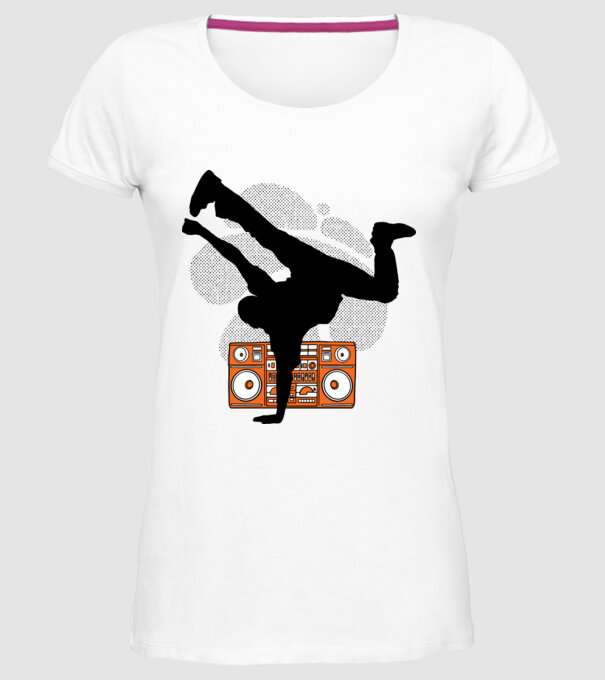 Dansator Break model alb pe tricou