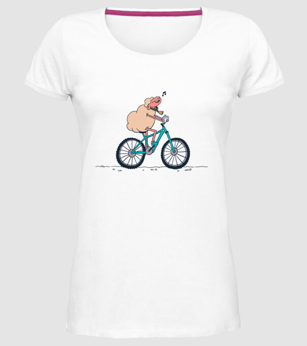 Miel cu bicicletă model alb pe tricou