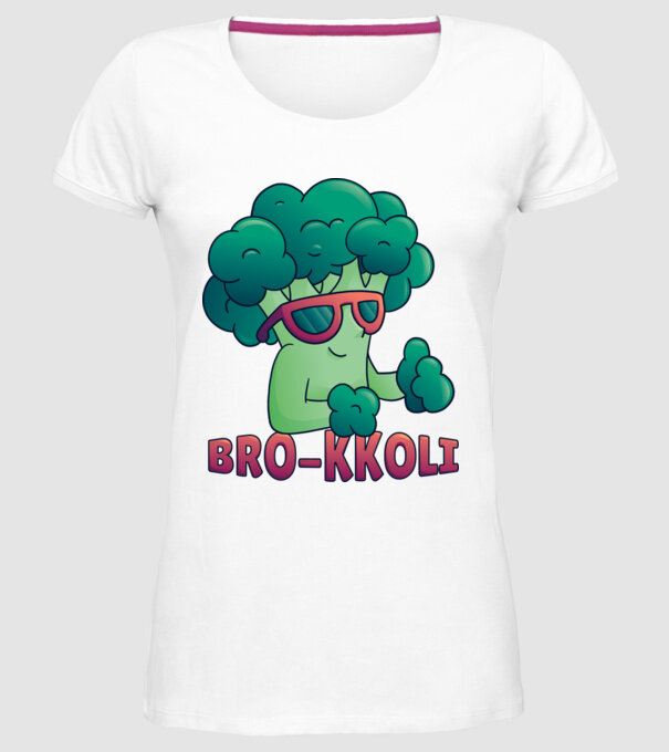 Broccoli model alb pe tricou
