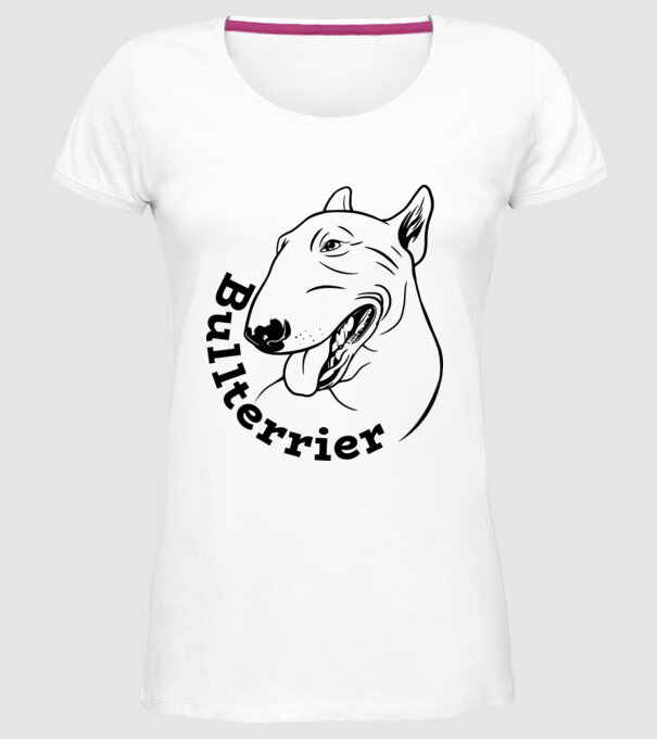 Bull Terrier model alb pe tricou