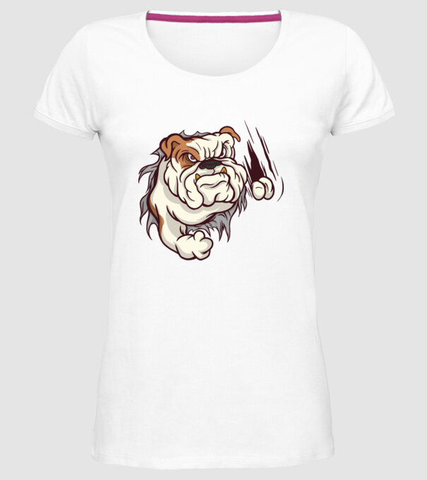 Bulldog model alb pe tricou