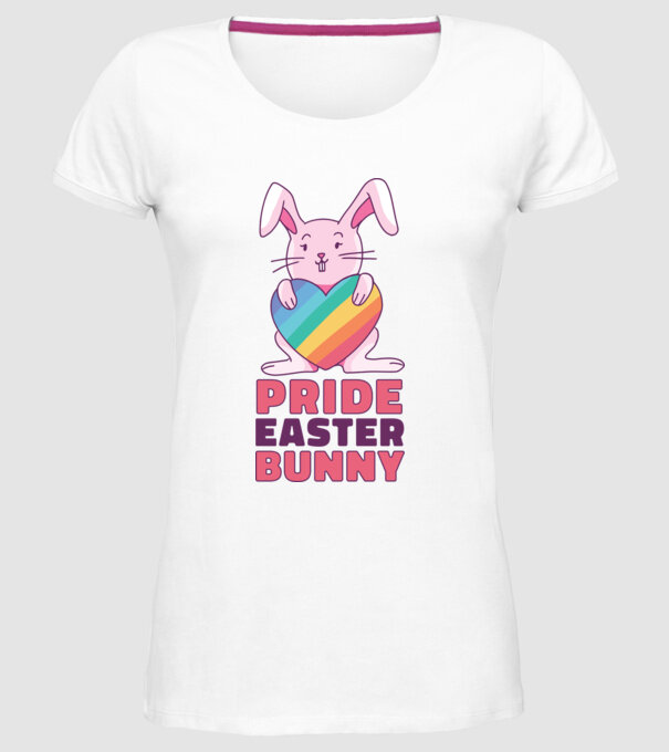 Iepurașul de Paște mândru model alb pe tricou