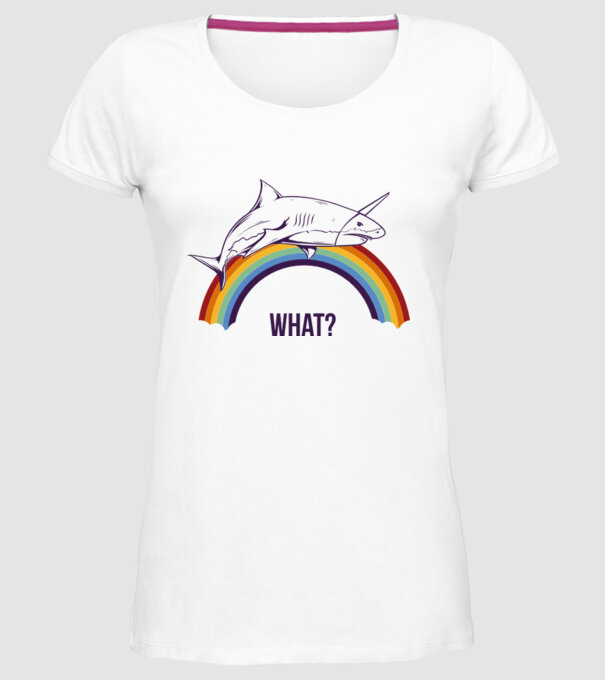 Rechin unicorn model alb pe tricou