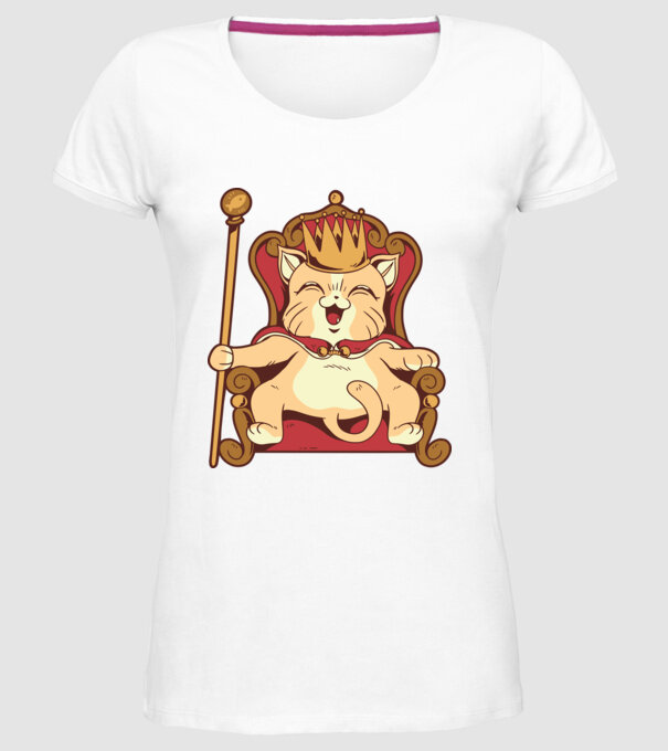 Cat King Pisică rege model alb pe tricou