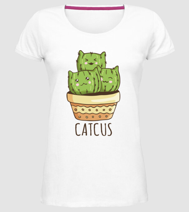 Catcus Pisică Cactus model alb pe tricou